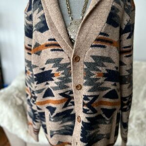 Ethan Pierce Aztec Print Cardigan 